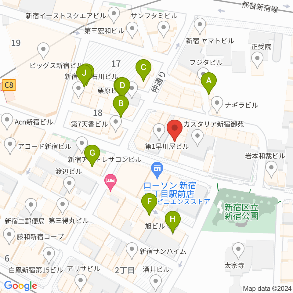 音楽練習場オトレン周辺のカフェ一覧地図