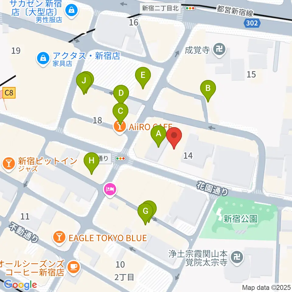 音楽練習場オトレン周辺のカフェ一覧地図