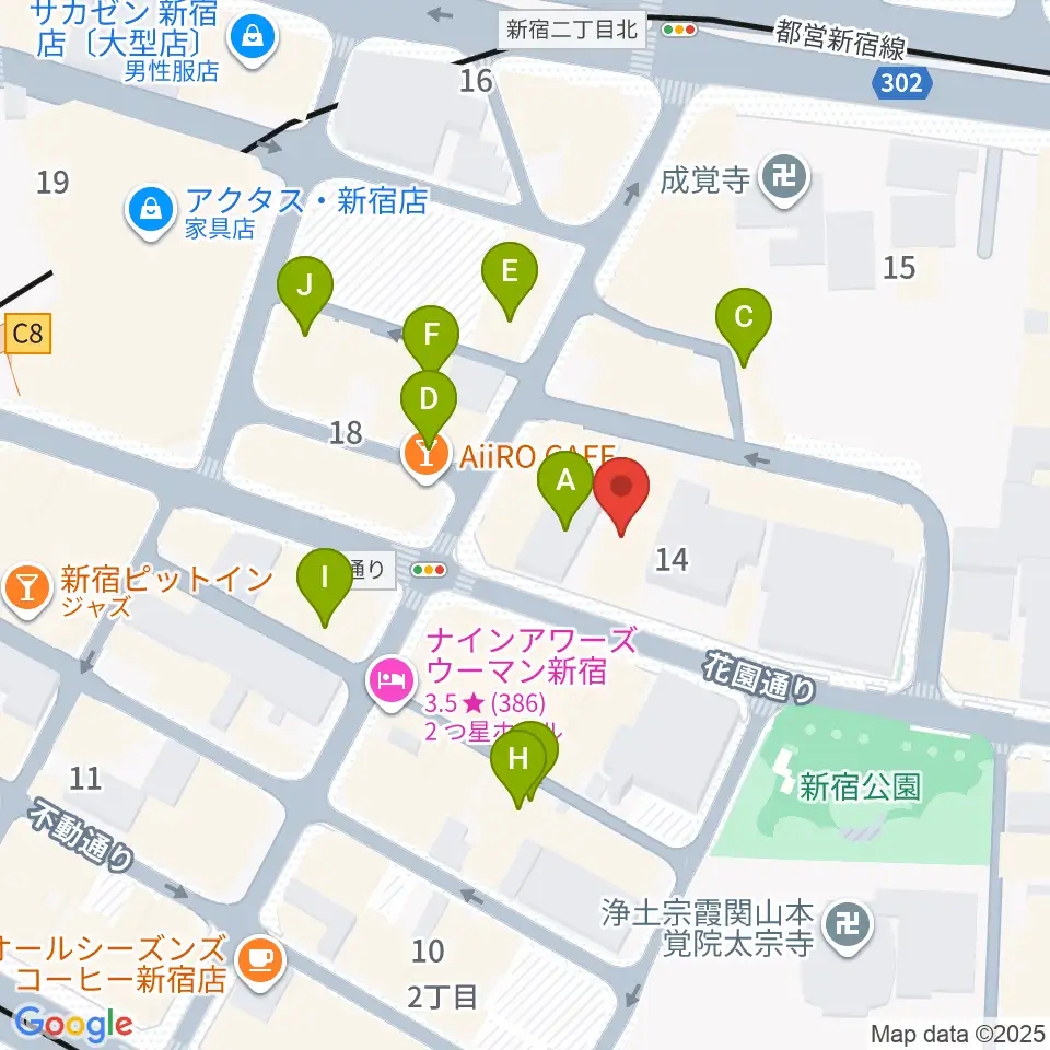音楽練習場オトレン周辺のカフェ一覧地図