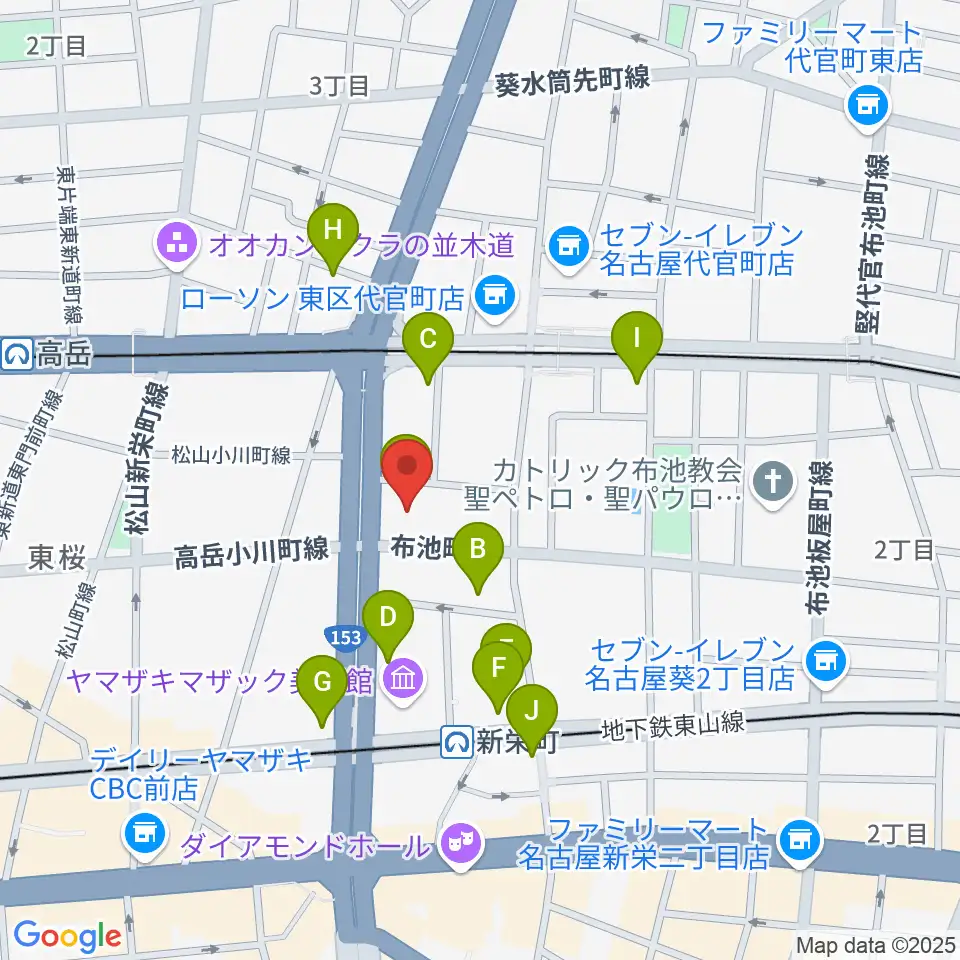 アマノ芸術創造センター名古屋周辺のカフェ一覧地図