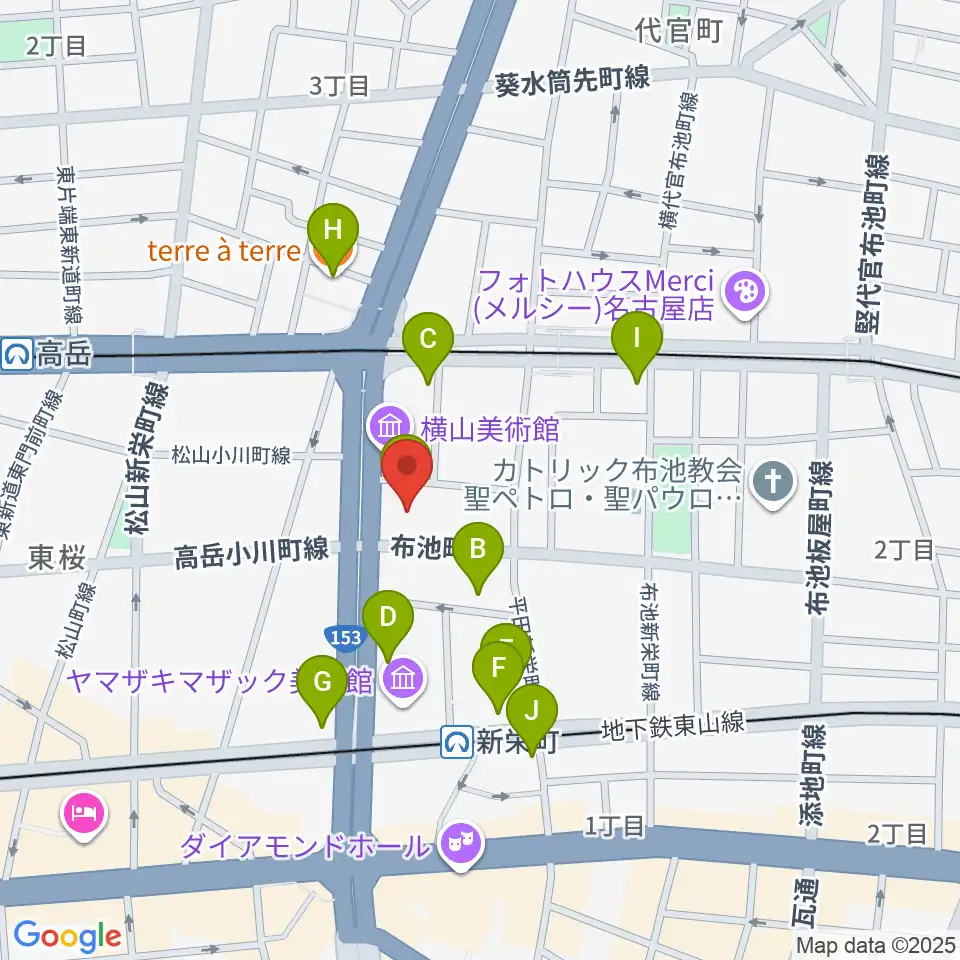 アマノ芸術創造センター名古屋周辺のカフェ一覧地図