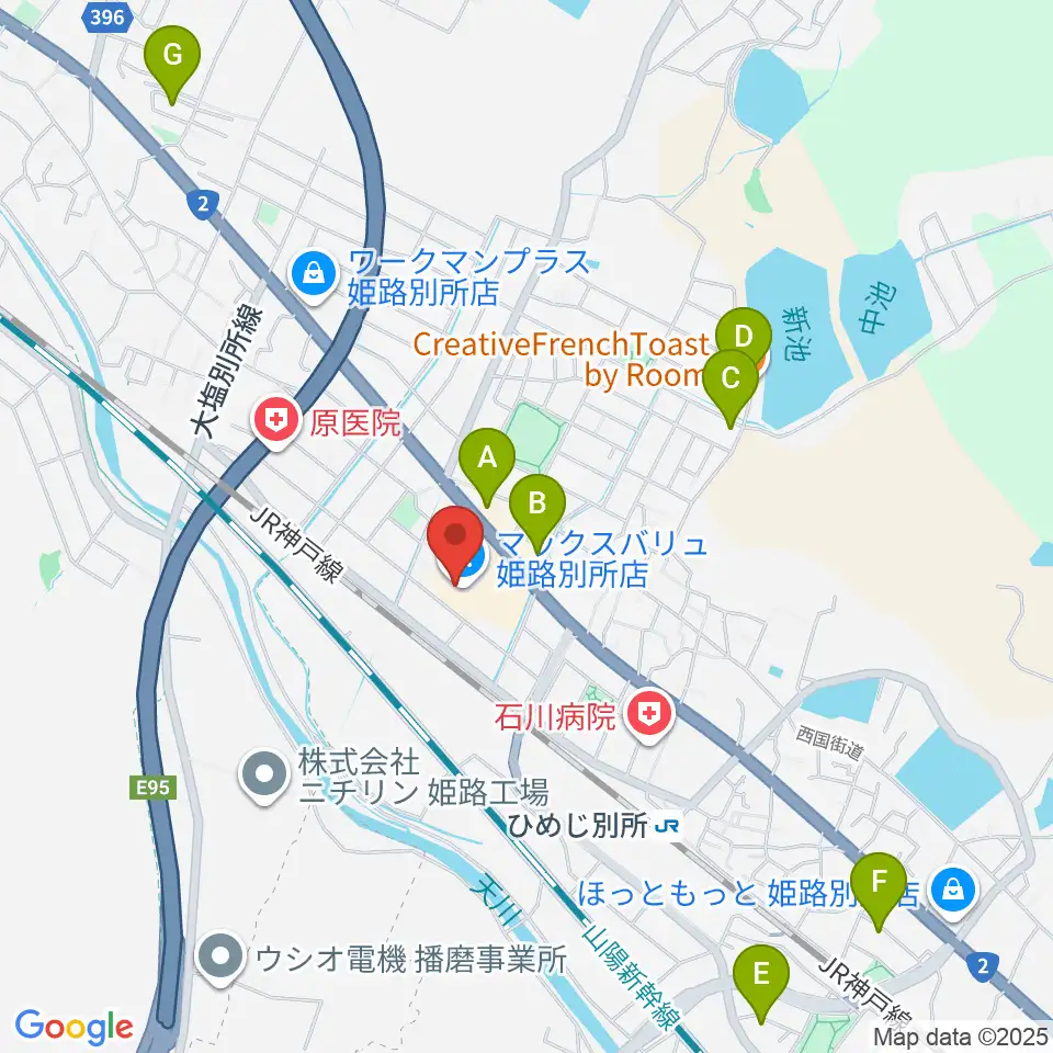 文化堂 イオン姫路別所センター周辺のカフェ一覧地図