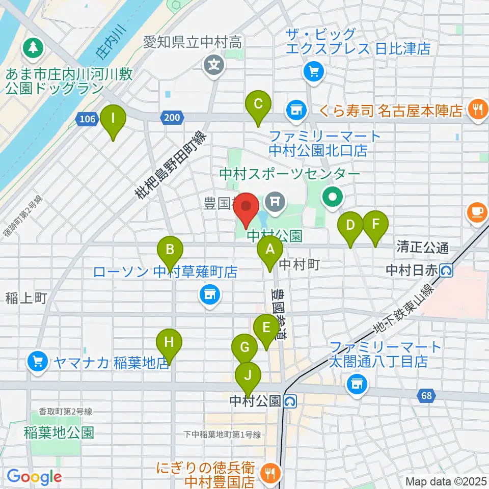 中村文化小劇場周辺のカフェ一覧地図