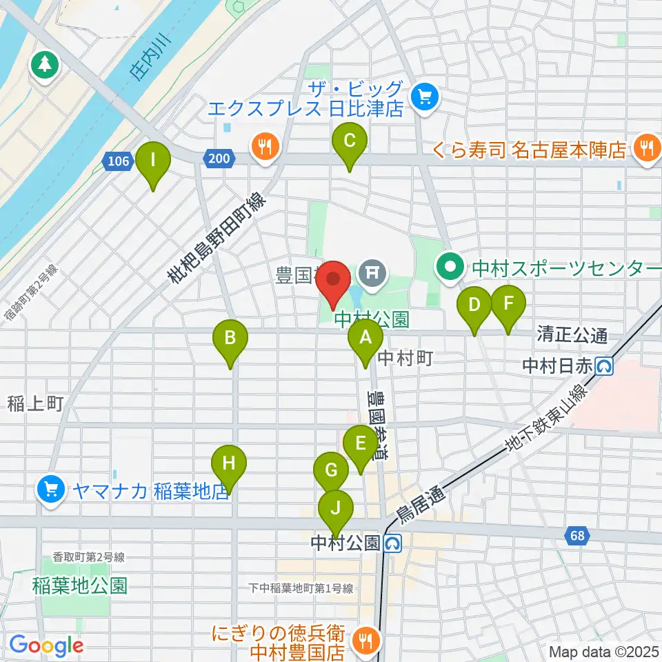 中村文化小劇場周辺のカフェ一覧地図