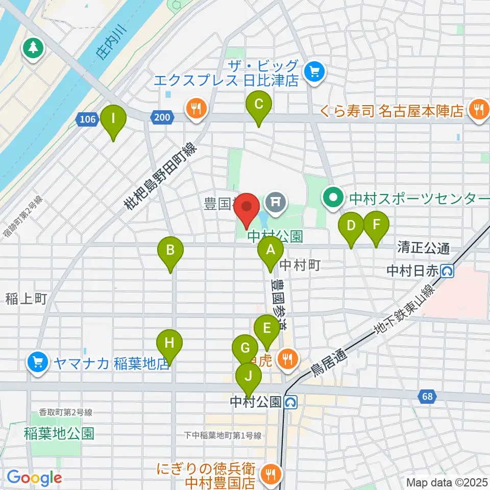 中村文化小劇場周辺のカフェ一覧地図