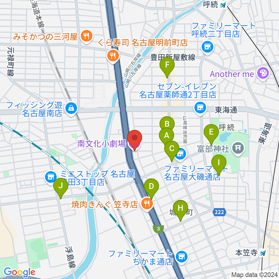 南文化小劇場周辺のカフェ一覧地図