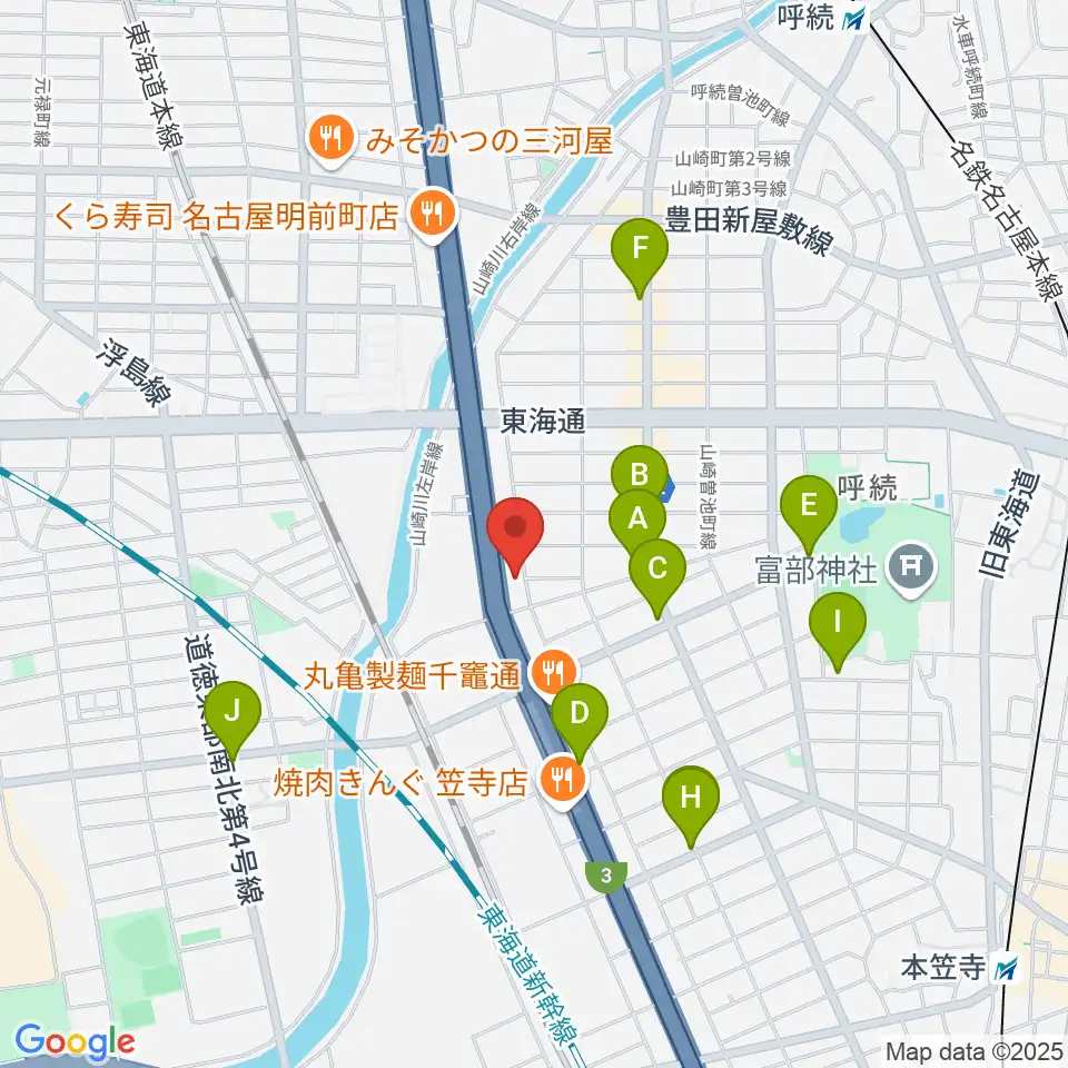 南文化小劇場周辺のカフェ一覧地図