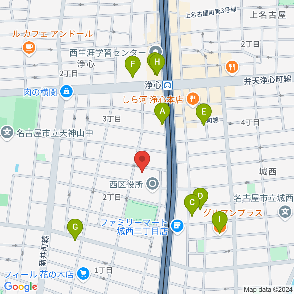 西文化小劇場周辺のカフェ一覧地図