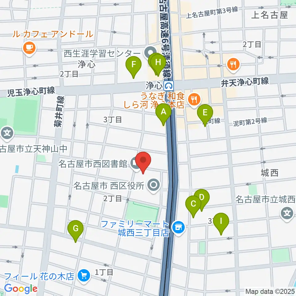 西文化小劇場周辺のカフェ一覧地図