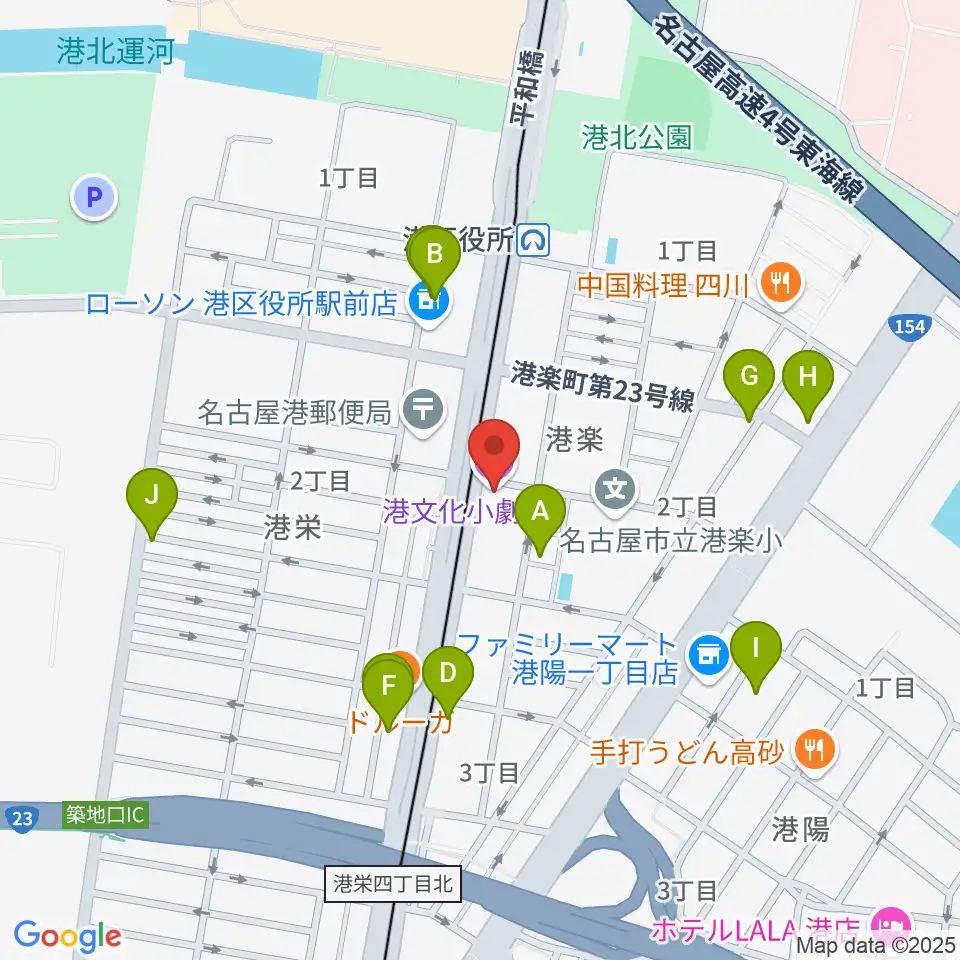 港文化小劇場周辺のカフェ一覧地図