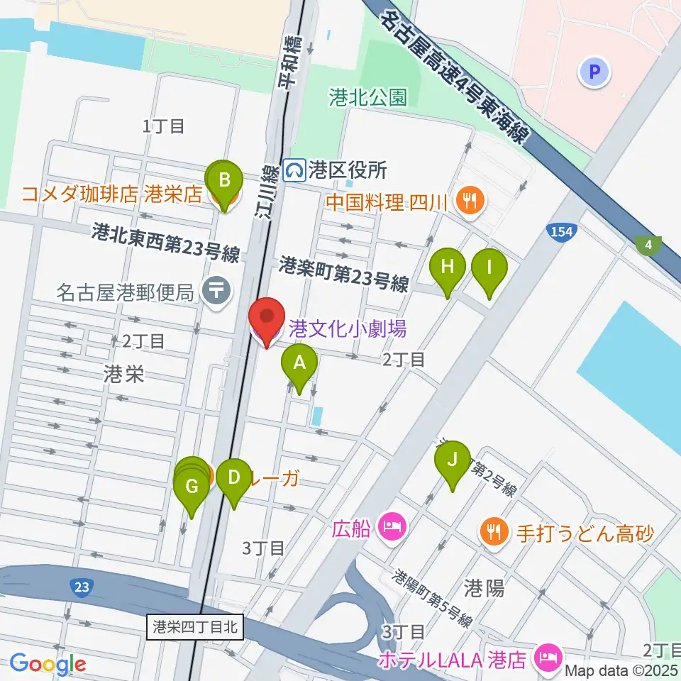 港文化小劇場周辺のカフェ一覧地図