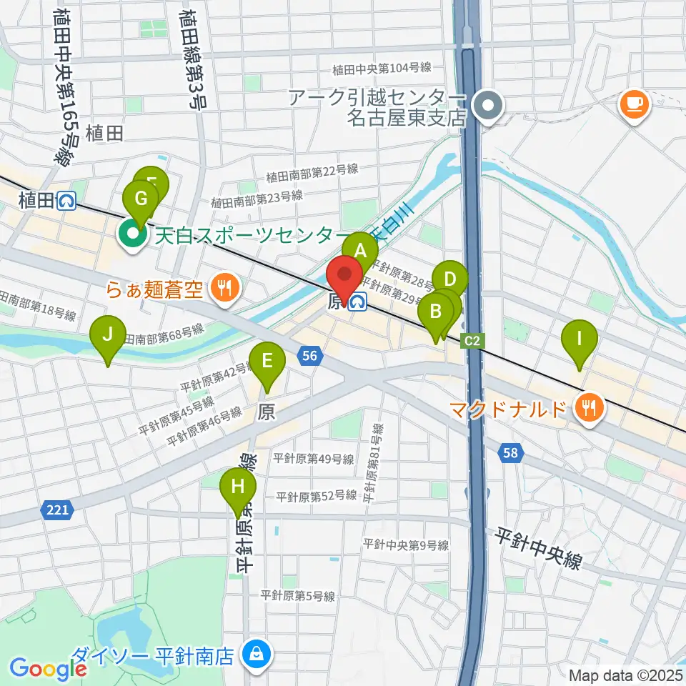 天白文化小劇場周辺のカフェ一覧地図