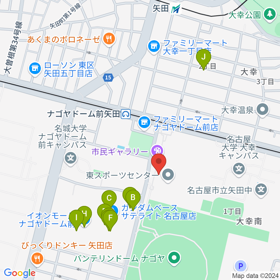 東文化小劇場周辺のカフェ一覧地図