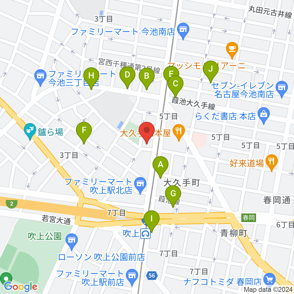 千種文化小劇場（ちくさ座）周辺のカフェ一覧地図