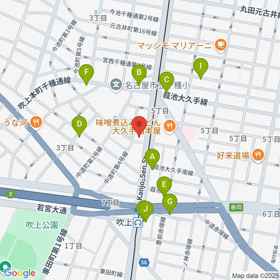 千種文化小劇場周辺のカフェ一覧地図