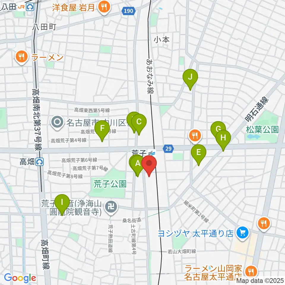 中川文化小劇場周辺のカフェ一覧地図