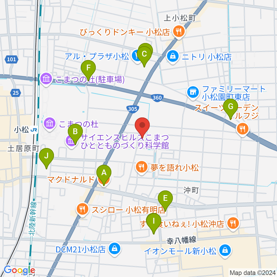 ロックスタジオFFBODY周辺のカフェ一覧地図