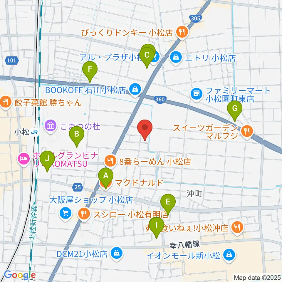 ロックスタジオFFBODY周辺のカフェ一覧地図