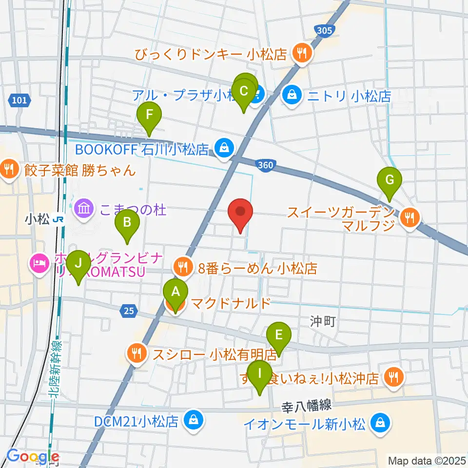 ロックスタジオFFBODY周辺のカフェ一覧地図