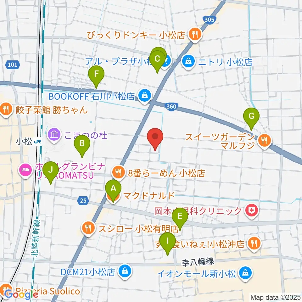 ロックスタジオFFBODY周辺のカフェ一覧地図