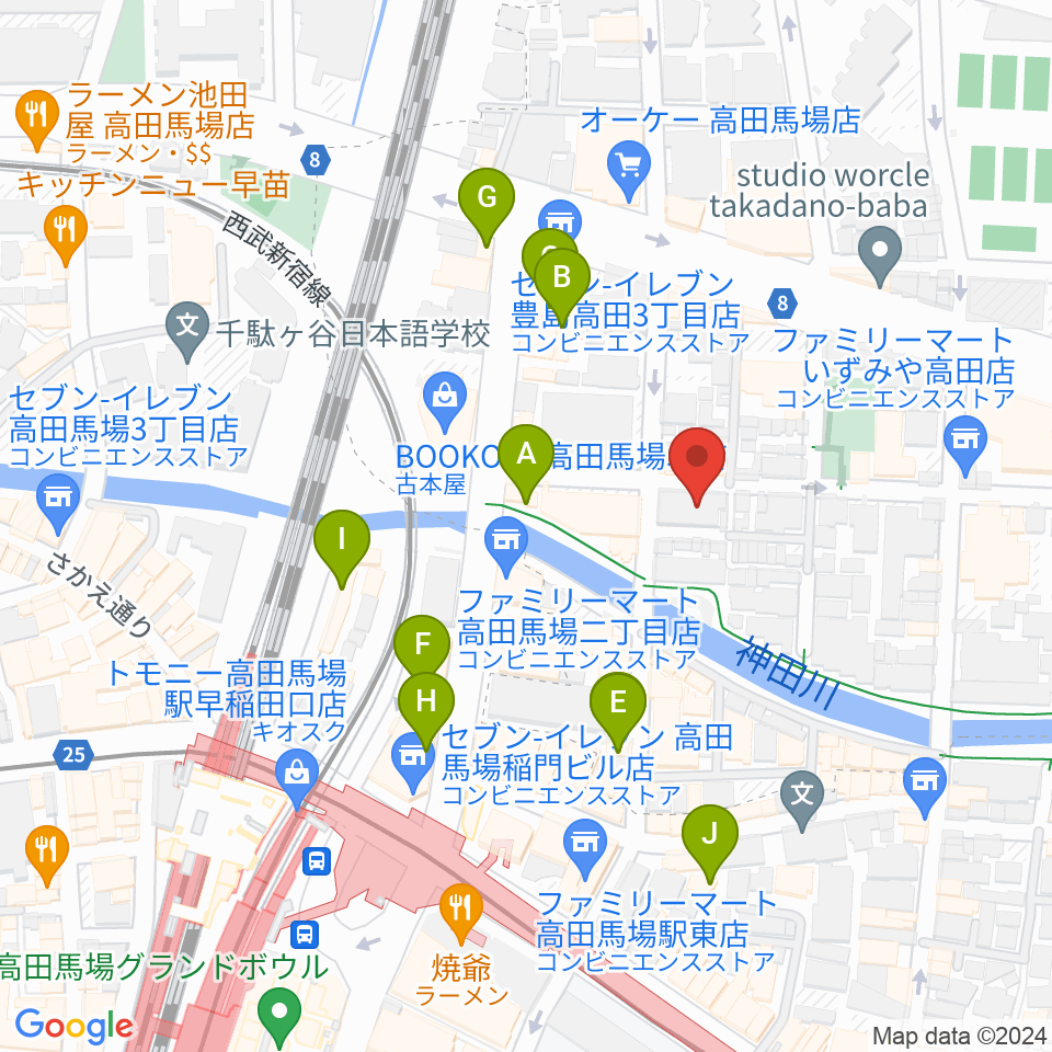 高田馬場CLUB PHASE周辺のカフェ一覧地図