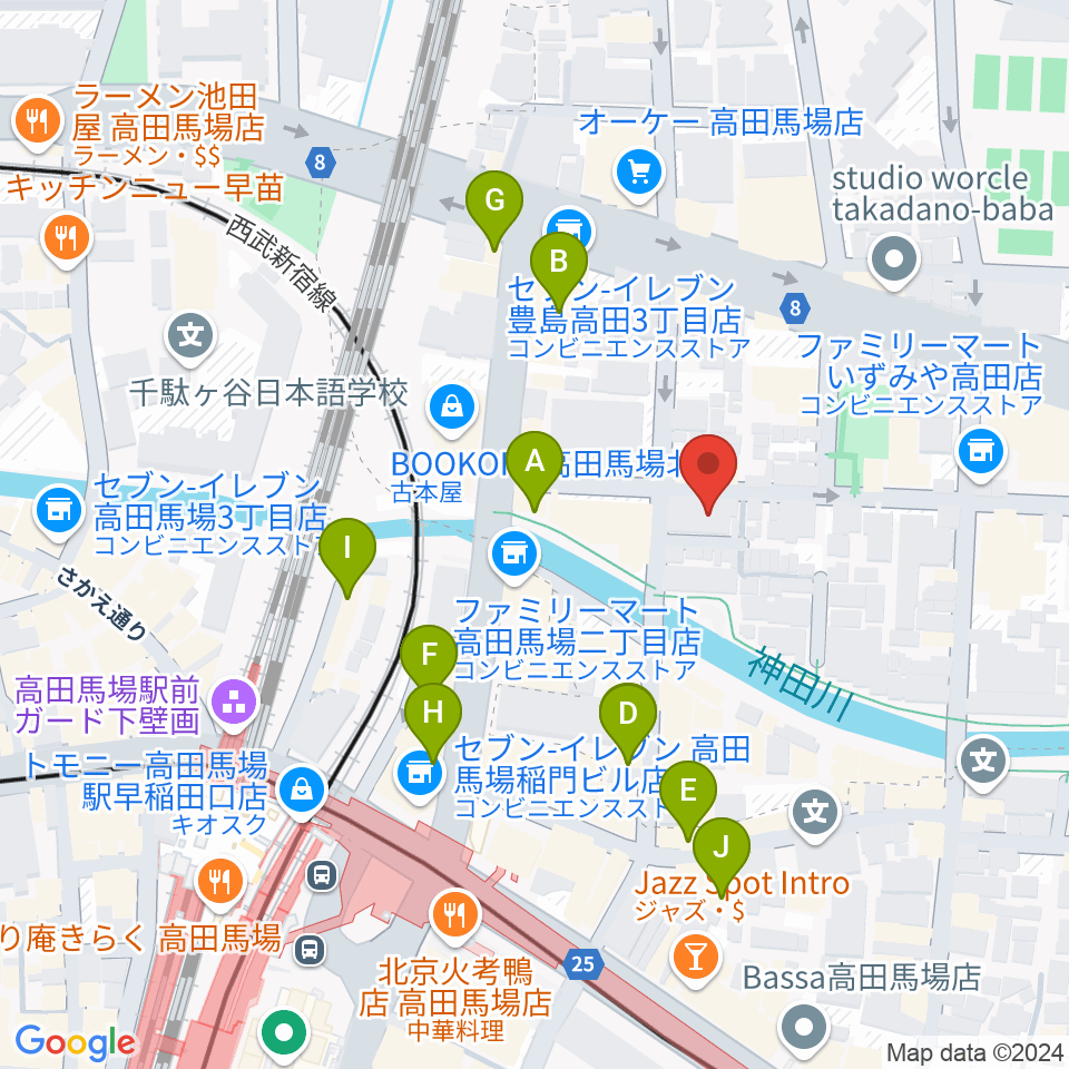 高田馬場CLUB PHASE周辺のカフェ一覧地図