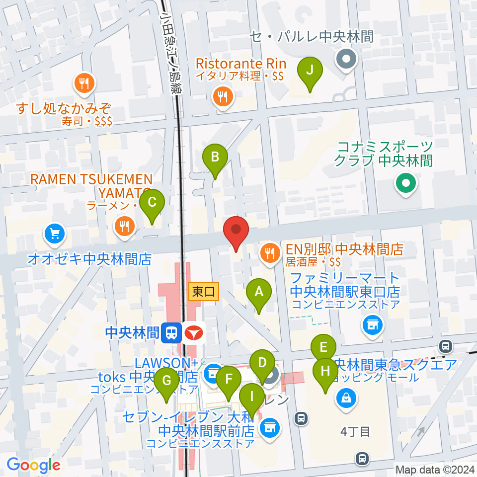 相模楽器 中央林間センター周辺のカフェ一覧地図