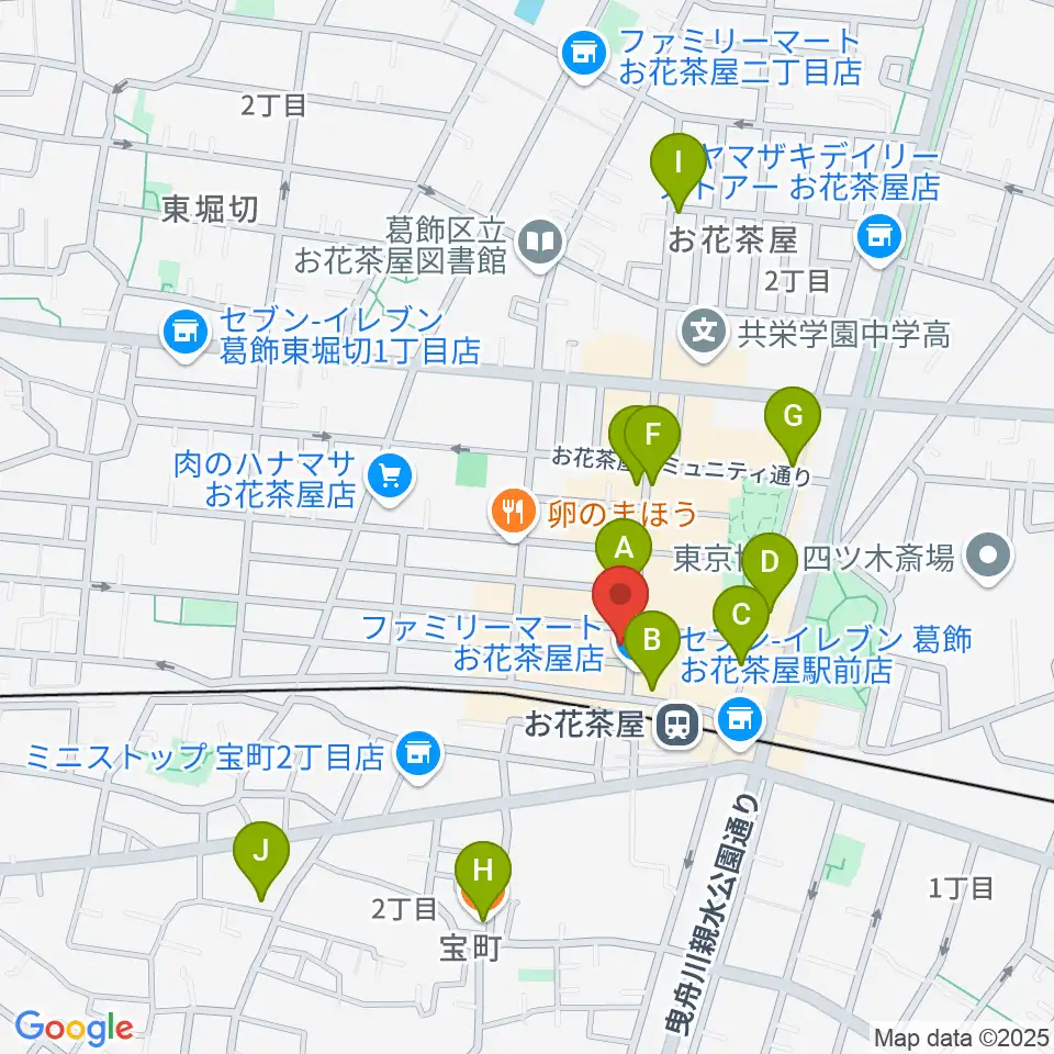 エークラスミュージック お花茶屋センター周辺のカフェ一覧地図
