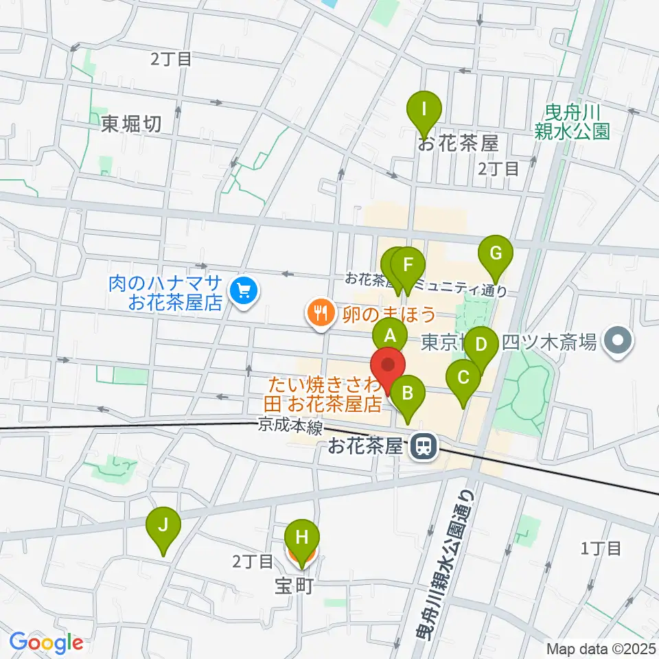 エークラスミュージック お花茶屋センター周辺のカフェ一覧地図
