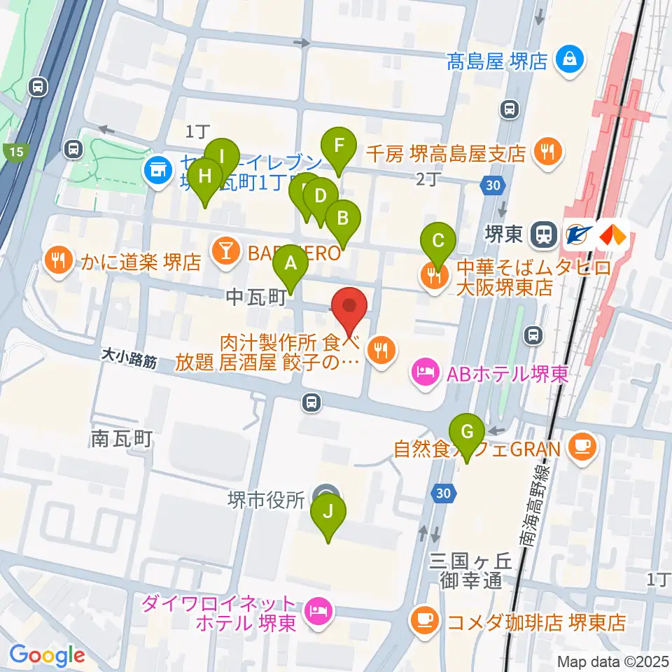 堺東Goith周辺のカフェ一覧地図