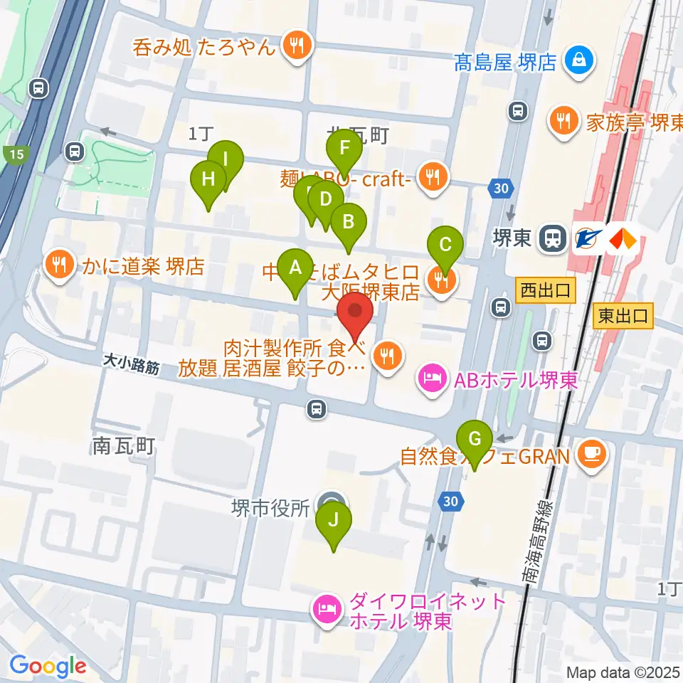 堺東Goith周辺のカフェ一覧地図