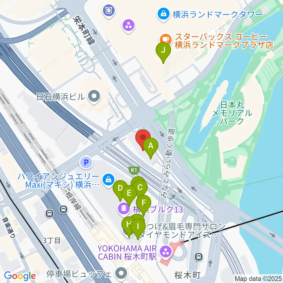 県民共済みらいホール周辺のカフェ一覧地図