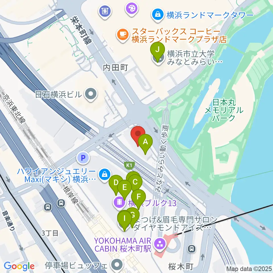 県民共済みらいホール周辺のカフェ一覧地図