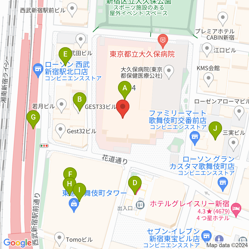 新宿ハイジアV-1周辺のカフェ一覧地図