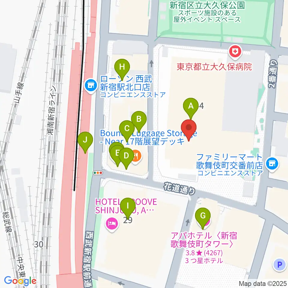 新宿ハイジアV-1周辺のカフェ一覧地図