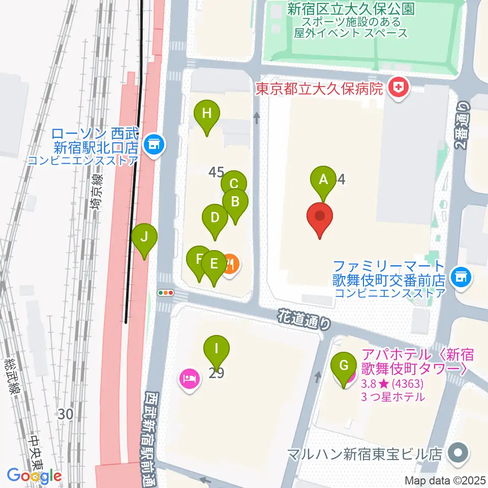 新宿ハイジアV-1周辺のカフェ一覧地図