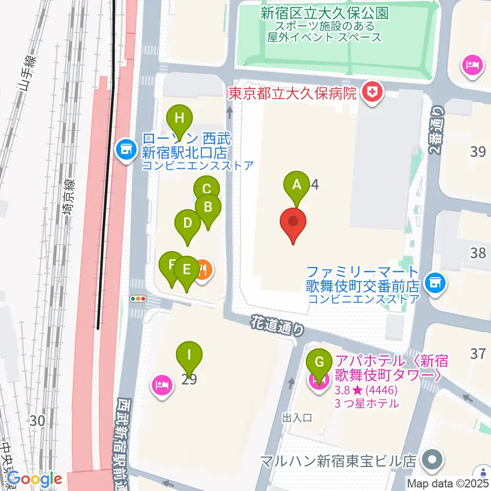 新宿ハイジアV-1周辺のカフェ一覧地図
