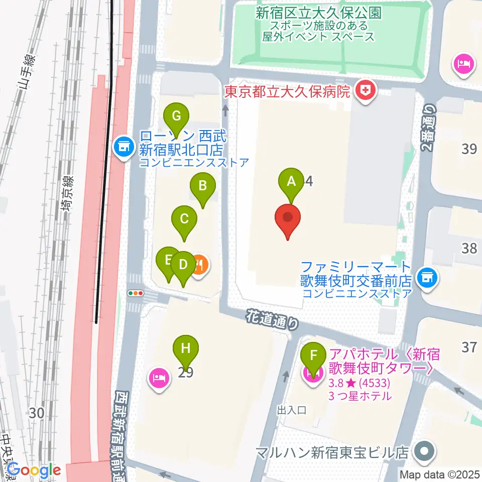 新宿ハイジアV-1周辺のカフェ一覧地図
