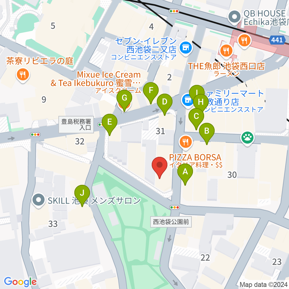 池袋西口GEKIBA周辺のカフェ一覧地図