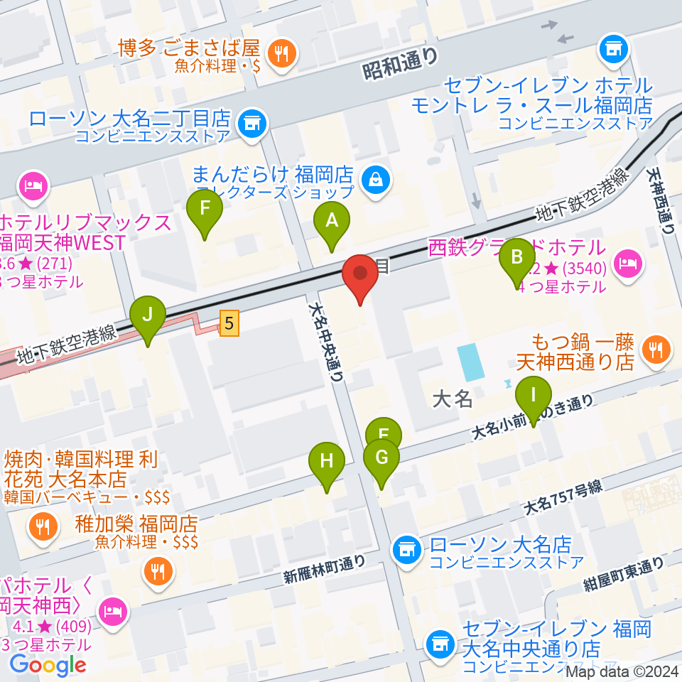 福岡Queblick周辺のカフェ一覧地図