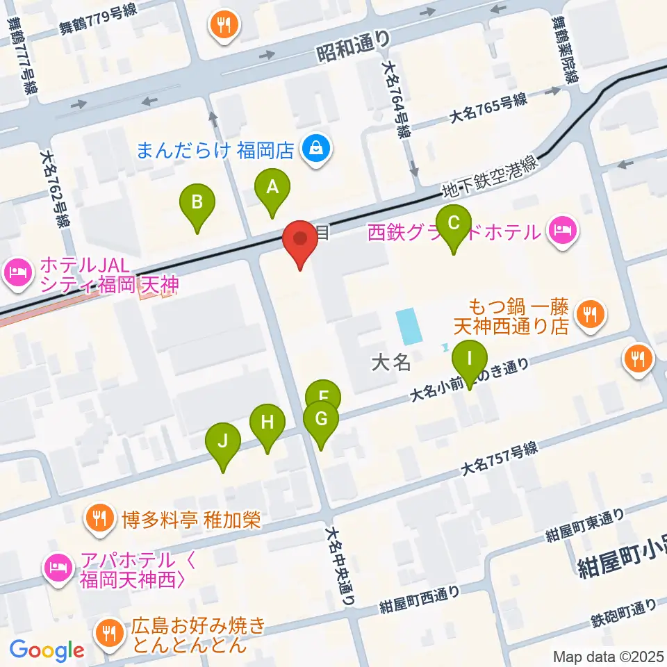 福岡Queblick周辺のカフェ一覧地図
