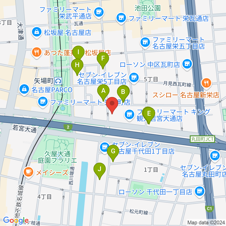 スパジオ・リタ周辺のカフェ一覧地図