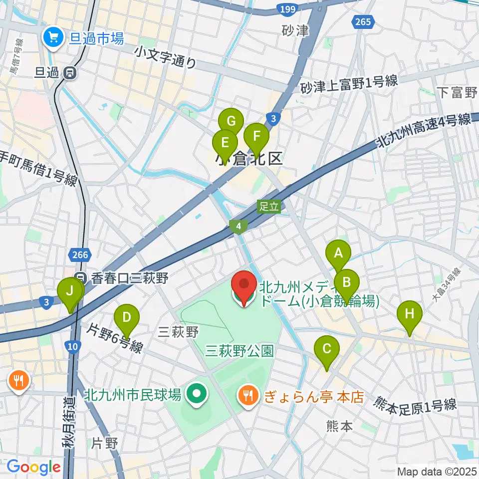 北九州メディアドーム周辺のカフェ一覧地図