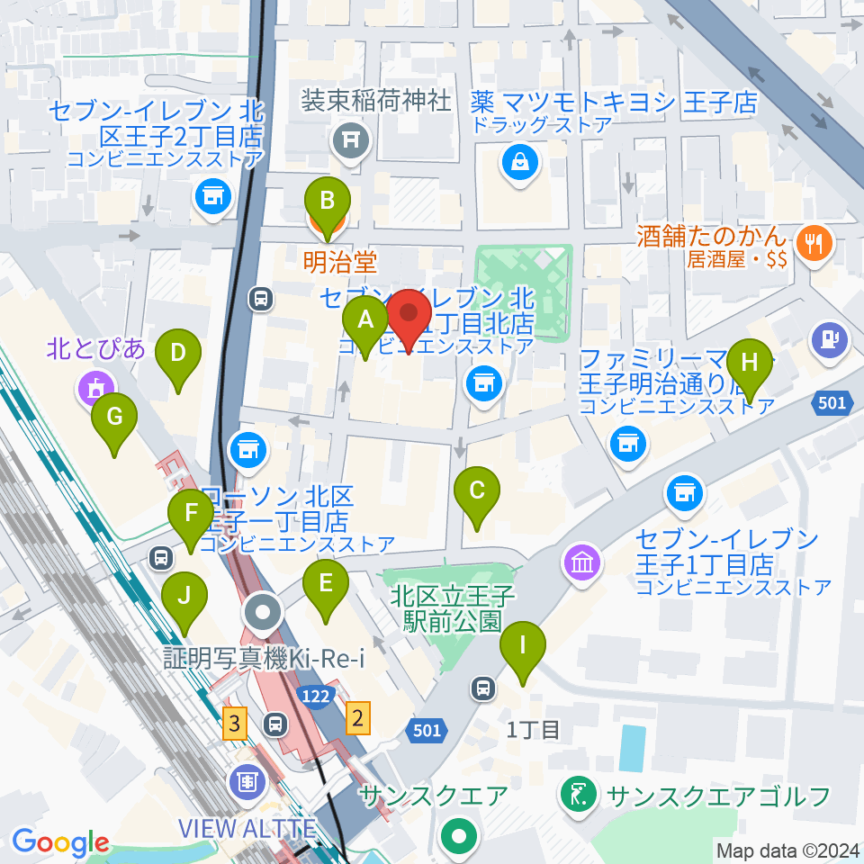 王子ベースメントモンスター周辺のカフェ一覧地図