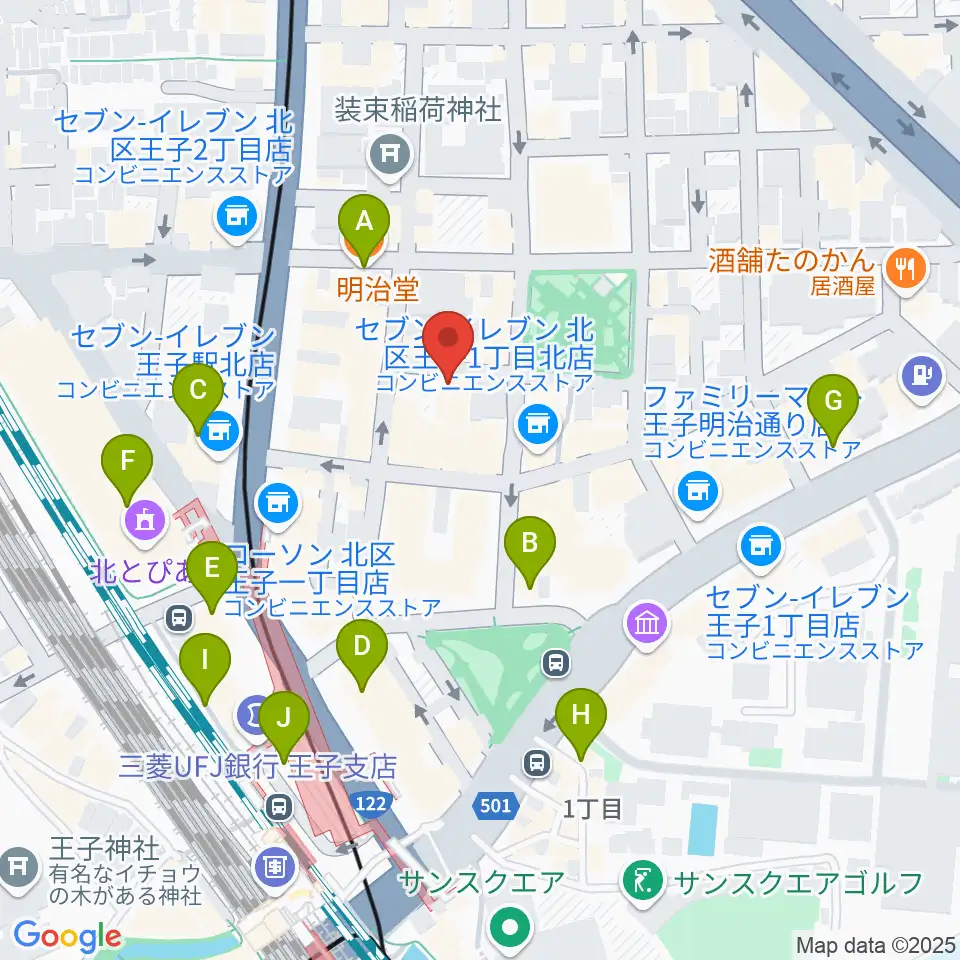 王子ベースメントモンスター周辺のカフェ一覧地図