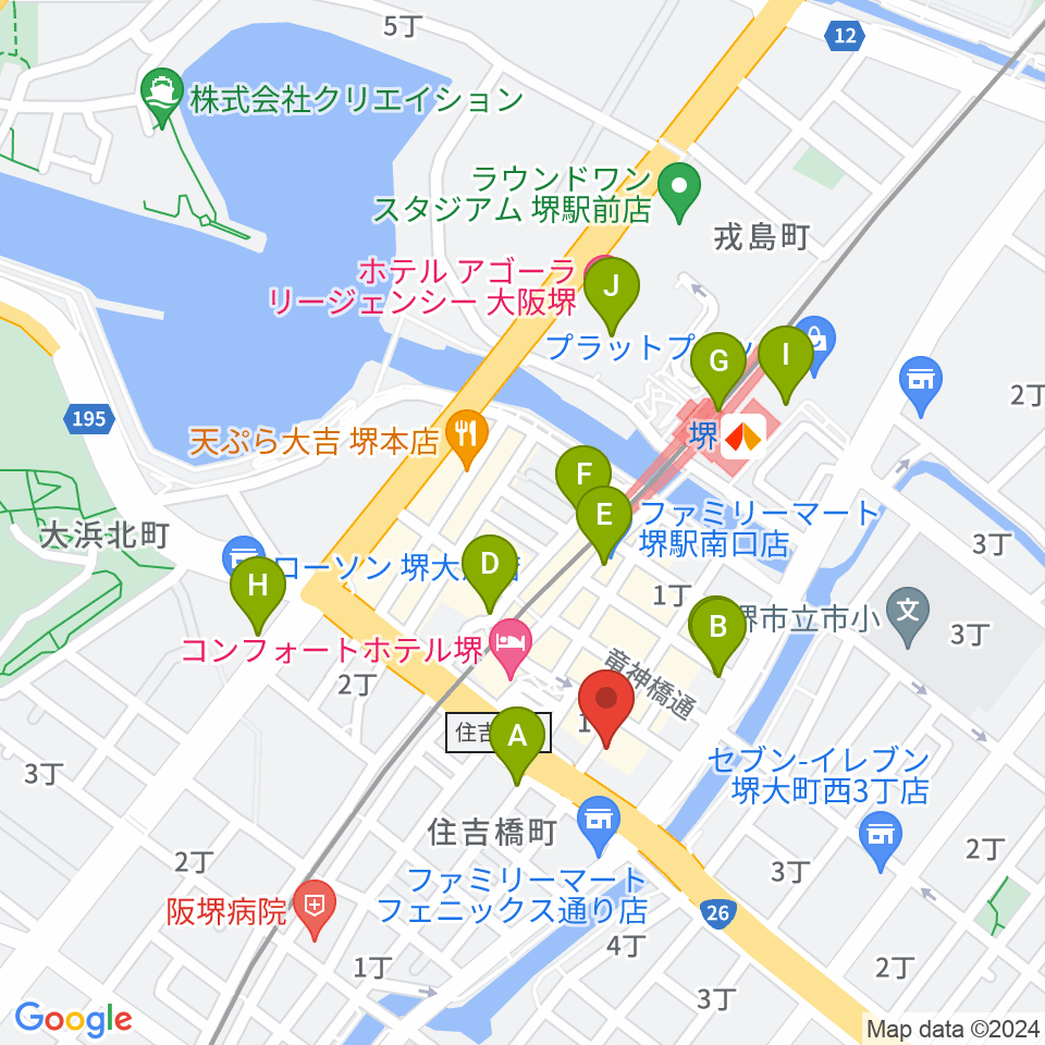 堺チクタク・スタジオNoi周辺のカフェ一覧地図