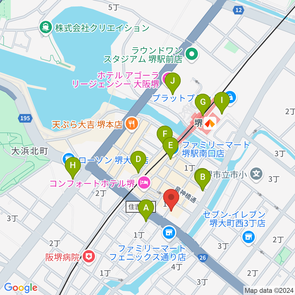 堺チクタク・スタジオNoi周辺のカフェ一覧地図