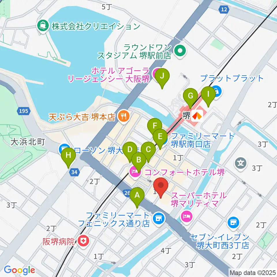 堺チクタク・スタジオNoi周辺のカフェ一覧地図