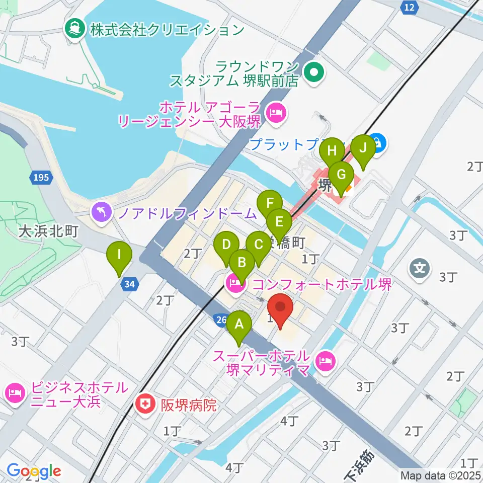 堺チクタク・スタジオNoi周辺のカフェ一覧地図