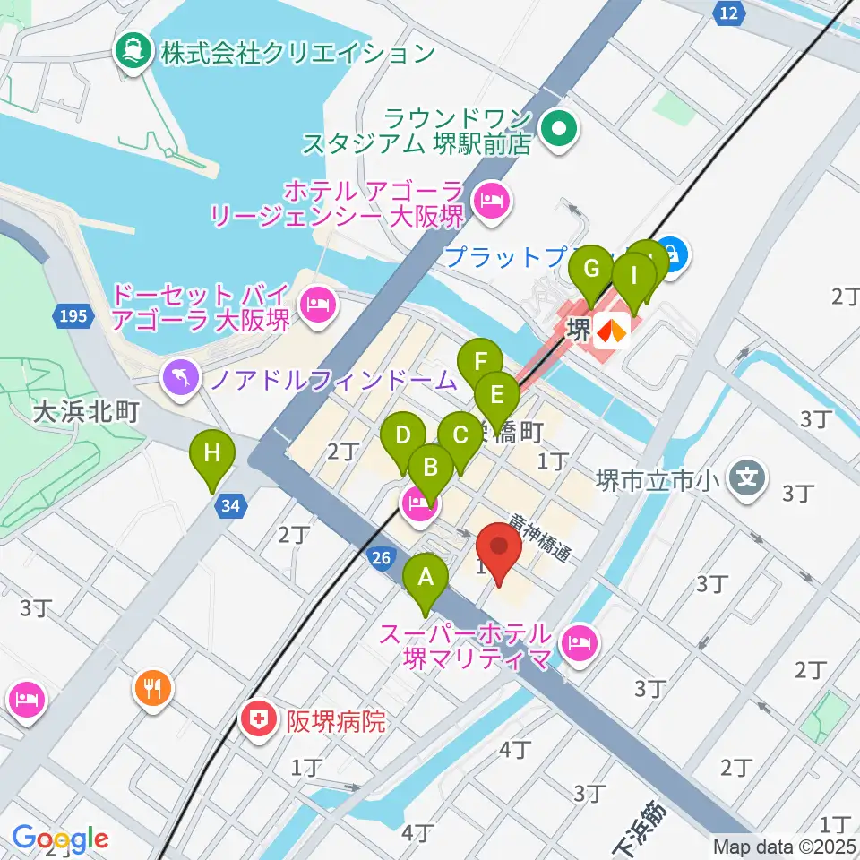 堺チクタク・スタジオNoi周辺のカフェ一覧地図
